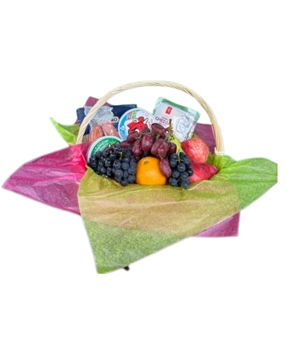 Fruit, Meat and Cheese Basket Arrangement