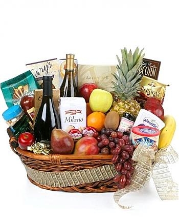 Fruit & Wine Basket Gourmet Gift Basket