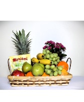 Classic Fruit + Blooming Plant Gift Basket 