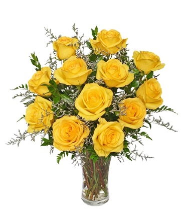 Lemon Drop Roses Dozen Bouquet in Worthington, OH | UP-TOWNE FLOWERS & GIFT SHOPPE