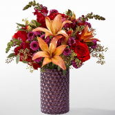 FTD Autumn Harvest in purple honeycomb vase