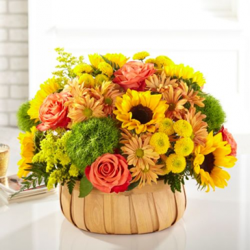 FTD Harvest Sunflower Basket Oasis Arrangement in Auburn, AL | AUBURN FLOWERS & GIFTS