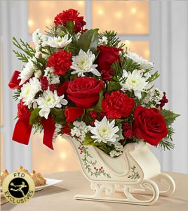 FTD® Holiday Traditions Sleigh™ Bouquet 14C-4D in Hesperia, CA | ACACIA'S COUNTRY FLORIST FTD® Holiday Traditions Sleigh™ Bouquet 14C-4D in Hesperia, CA | ACACIA'S COUNTRY FLORIST