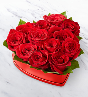 FTD Lovely Red Rose Heart Box 