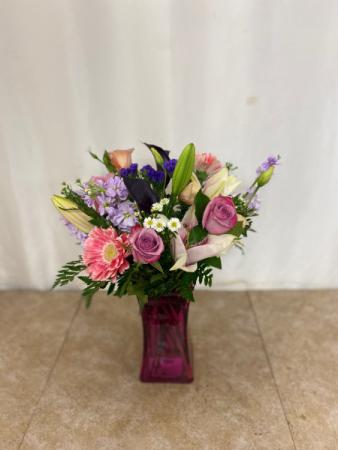 Fuchsia Delight Mixed flowers in vase