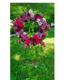 Full Of Life Colored  roses, Bells of Ireland,Mums, Lillies