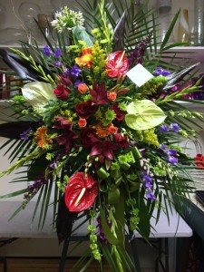 Funeral spray with  tropical flowers Funeral Stand, Sympathy