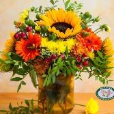 Funky Fall Florals Vase Arrangement