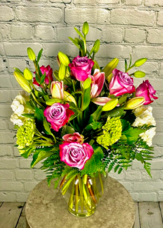 Fuschia & Chartreuse Vase Arrangement