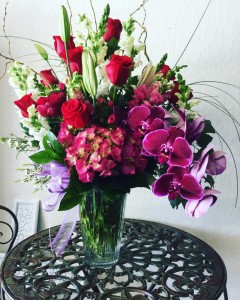 Burst of fuchsia and red