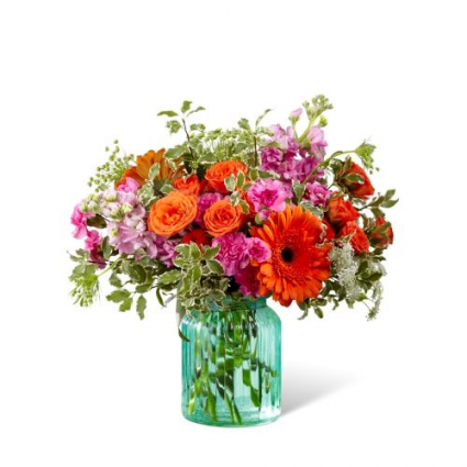 G13D Aqua Escape Bouquet Vase Arrangement