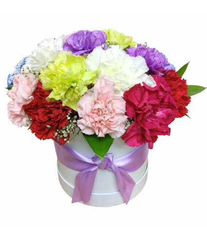 Galant Carnation Hatbox Flowers