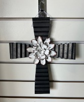 Galvanized Metal Flower Cross 