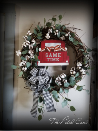 Game Day Wreath Faux Silver Dollar Eucalyptus Wreath 24