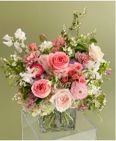 Garden Beauty  Floral arrangement in cube vase 