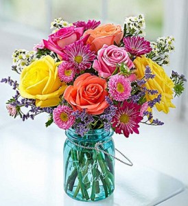 Garden Bouquet in Mason Jar Fresh Arrangement