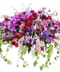 Colorful Garden Elegance Casket Spray Sympathy Flowers