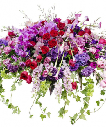 Colorful Garden Elegance Casket Spray Sympathy Flowers in Croton On Hudson, NY | Cooke's Little Shoppe Of Flowers