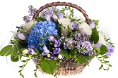 Garden in Blue Basket Arrangement