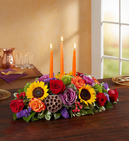   Garden of Grandeur Fall Centerpiece Candle table arrangement