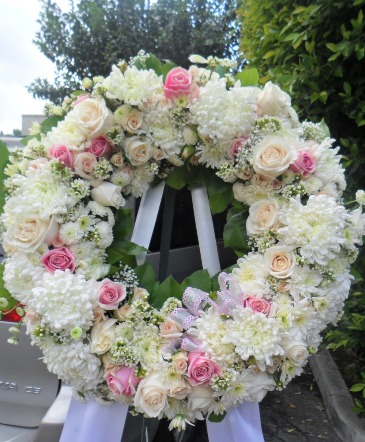 Garden of Heaven Wreath  Funeral Spray in Rowland Heights, CA | Charming Flowers and Gifts