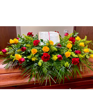 Garden Rose Tribute Casket Spray