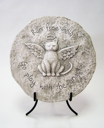 Garden Stone - Cat With Easel Memorial Stone