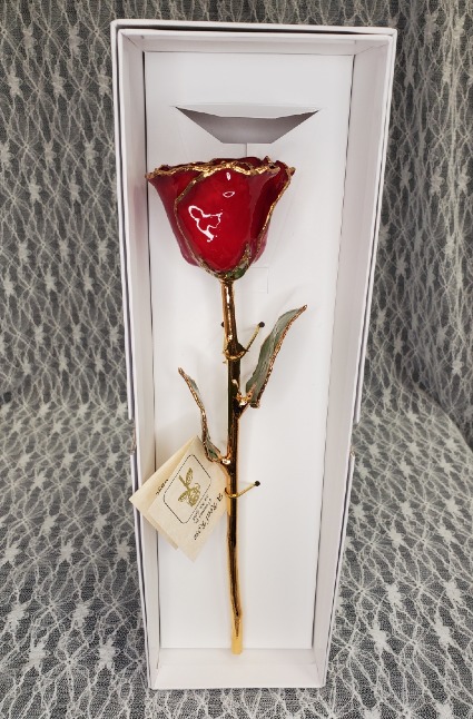 Garnet - January Birth Month -Gold Dipped Rose