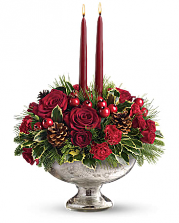 Geno’s Mercury Glass Bowl Bouquet All-Around