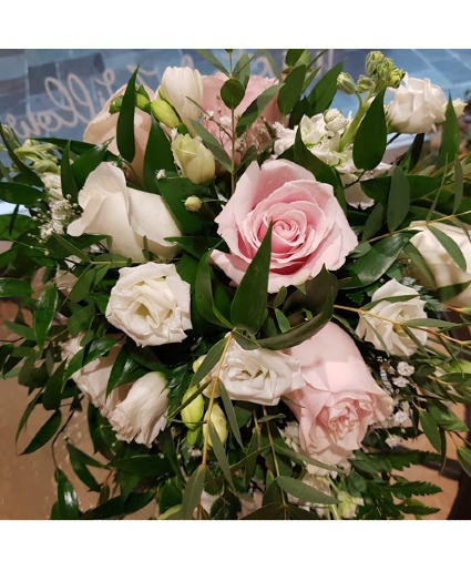 GENTLE WHISPERS A Hand-tied bouquet of Pinks & Whites 