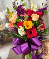 Gerber Daisy, Roses and Purple hues. 