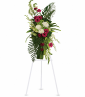 Gerberas and Palms Spray Standing Easel