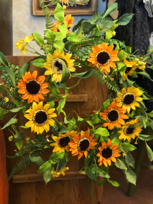 Gerson 24" Sunflower Wreath with Berry Accent Silk Wreath