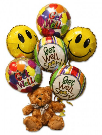 Get Well Balloon & Bear Arrangement