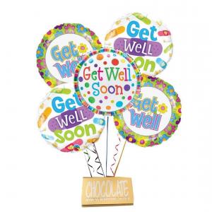 Get Well Balloon Bouquet-DeBrand Candy Bar 