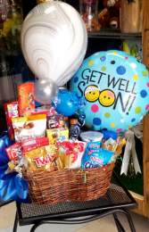 Get Well Basket of Goodies Basket of Goodies and Balloons 