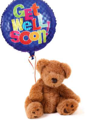 Get Well/Happy Valentines bear & balloons for  Bear & balloons