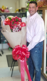 Giant Hand Bouquet Hand Bouquet of Roses Carantions and Balloons