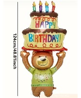 Giant Happy Birthday Bear Balloon