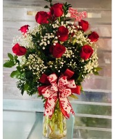 Gina's Valentine's Special 1 Dozen Red Roses/glass vase