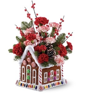 Ginger Bread House Floral Arrangement