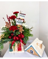 Gingerbread Cottage  Holiday Arrangement