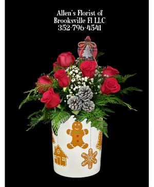 Gingerbread Delight  Fresh cut flowers in a ceramic container