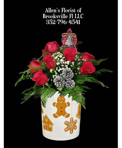 Gingerbread Delight  Fresh cut flowers in a ceramic container