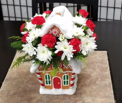 Gingerbread House Cookie Jar 1 Sided Bouquet