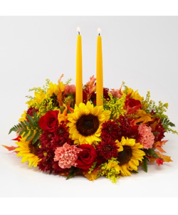 Give Thanks Candle Centerpiece Centerpiece arrangement in Warrington, PA | BLUE VIOLET FLOWERS