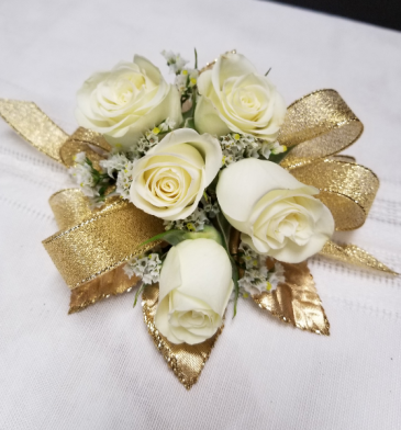 gold wrist corsage