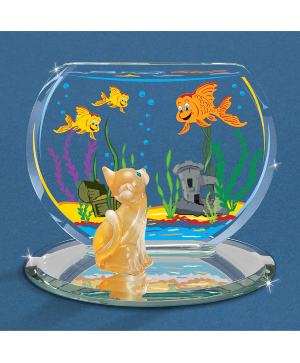 Glass Baron Cat & Fish Bowl in a Gift Box 