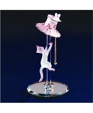 Glass Baron Cat with Lamp Figurine Accented with G 