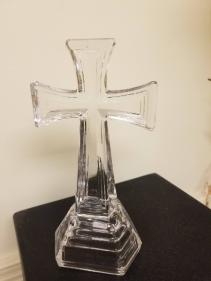 Glass cross 10" tall